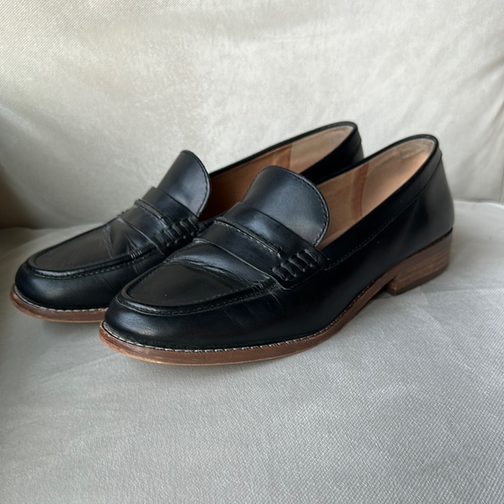 Madewell Black Leather Elinor Penny Loafers